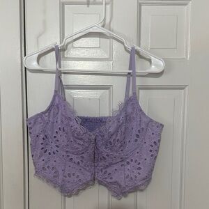 Anthropologie lavender eyelet bra top size XL